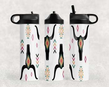 Western Bull Skulls Steel Water Bottle