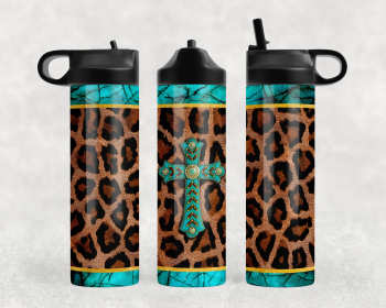 Western Leopard print Cross Steel Water Bottle