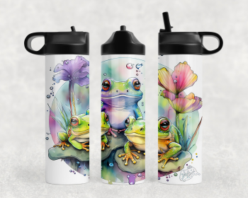 Watercolor Frogs Steel Water Bottle