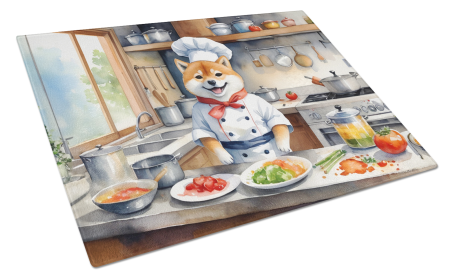 Shiba Inu The Chef Glass Cutting Board
