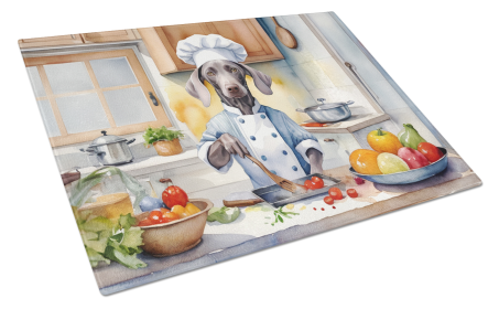 Weimaraner The Chef Glass Cutting Board