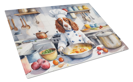 Welsh Springer Spaniel The Chef Glass Cutting Board