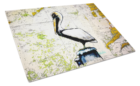 Pelican on Map Glass Cutting Board