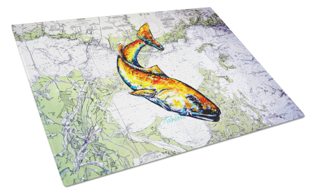 Red Fish On Map Glass Cutting Board