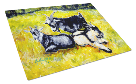Scooter Pooter and Tooter Goats Glass Cutting Board