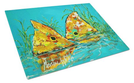 Side By Side Red Fish Glass Cutting Board