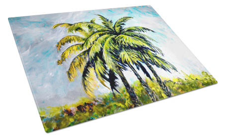 Tropical Breeze Palm Trees Glass Cutting Board