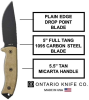 Ontario Knife Company RAT-5 Fixed 5.0 in Black Blade Tan Micarta Handle