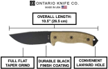 Ontario Knife Company RAT-5 Fixed 5.0 in Black Blade Tan Micarta Handle