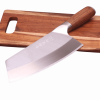 Stainless steel kitchen knife with yellow wooden handle