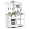 Wooden Kids Pretend Play Kitchen Set with Sink & Accessories