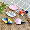 5pcs Japanese Style Ceramics Chopstick Holder Rest Decorative Tableware Stand Rack, Hand Fans