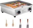 26" Commercial Electric Fry Pan 3200W 50°C - 300°C Stainless Steel Level Top Grill with Drip Hole
