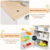Wooden Kids Pretend Play Kitchen Set with Sink & Accessories