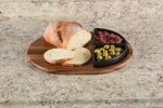 Charcuterie Serving Tray with 2 Black Triangular Ceramic Bowls