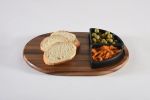 Charcuterie Serving Tray with 2 Black Triangular Ceramic Bowls