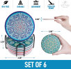 Mandala Coasters with Holder & Cork Base