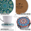 Mandala Coasters with Holder & Cork Base