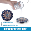 Mandala Coasters with Holder & Cork Base