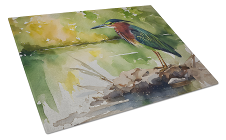 Green Heron Glass Cutting Board
