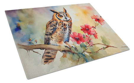 Long-Eared Owl Glass Cutting Board
