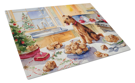 Lakeland Terrier Christmas Cookies Glass Cutting Board