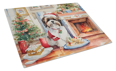 Lhasa Apso Christmas Cookies Glass Cutting Board