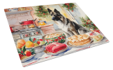 Norwegian Elkhound Christmas Cookies Glass Cutting Board