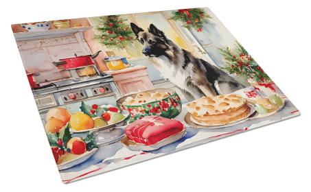 Norwegian Elkhound Christmas Cookies Glass Cutting Board