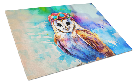 Hippie Animal Barn Owl Glass Cutting Board