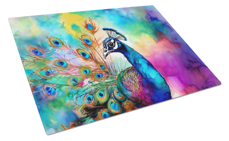 Hippie Animal Peacock Glass Cutting Board