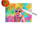 Hippie Animal Pig Glass Cutting Board