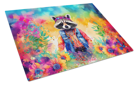 Hippie Animal Raccoon Glass Cutting Board