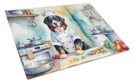 Bernese Mountain Dog The Chef Glass Cutting Board