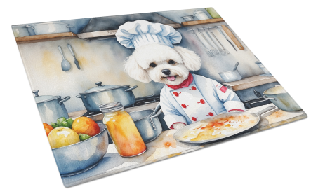 Bichon Frise The Chef Glass Cutting Board