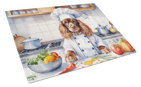 English Cocker Spaniel The Chef Glass Cutting Board