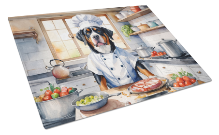 Greater Swiss Mountain Dog The Chef Glass Cutting Board