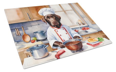 Chocolate Labrador Retriever The Chef Glass Cutting Board