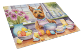 Decorating Easter Australian Terrier Glass Cutting Board