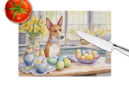 Decorating Easter Basenji Glass Cutting Board