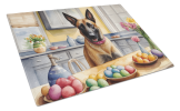 Easter Belgian Malinois Glass Cutting Board