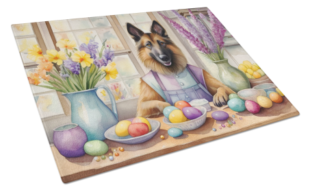 Decorating Easter Belgian Tervuren Glass Cutting Board
