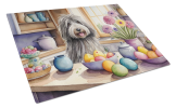 Decorating Easter Bergamasco Sheepdog Glass Cutting Board