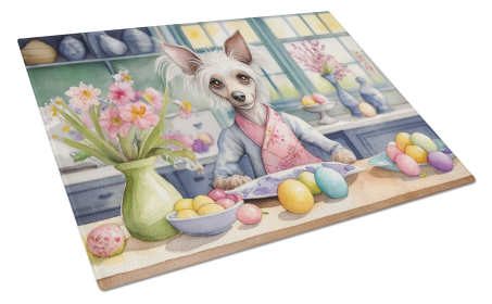 Decorating Easter Chinese Crested Glass Cutting Board