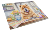 Decorating Easter Chow Chow Glass Cutting Board
