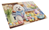 Decorating Easter Coton de Tulear Glass Cutting Board
