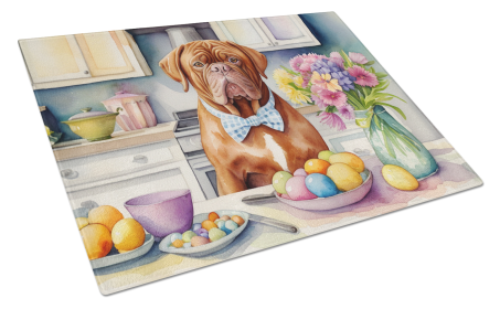 Decorating Easter Dogue de Bordeaux Glass Cutting Board