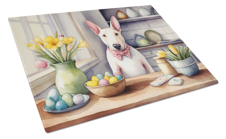 Decorating Easter English Bull Terrier Glass Cutting Board