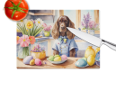 Decorating Easter English Cocker Spaniel Glass Cutting Board