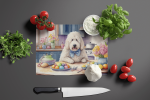 Easter Komondor Glass Cutting Board